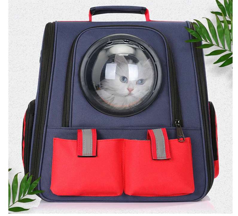 

Portable Pet Bag Breathable Dog Cage Folded Canvas Pet Backpack Reflective Stripe Anti-slip Bottom Mat Comfortable Handle