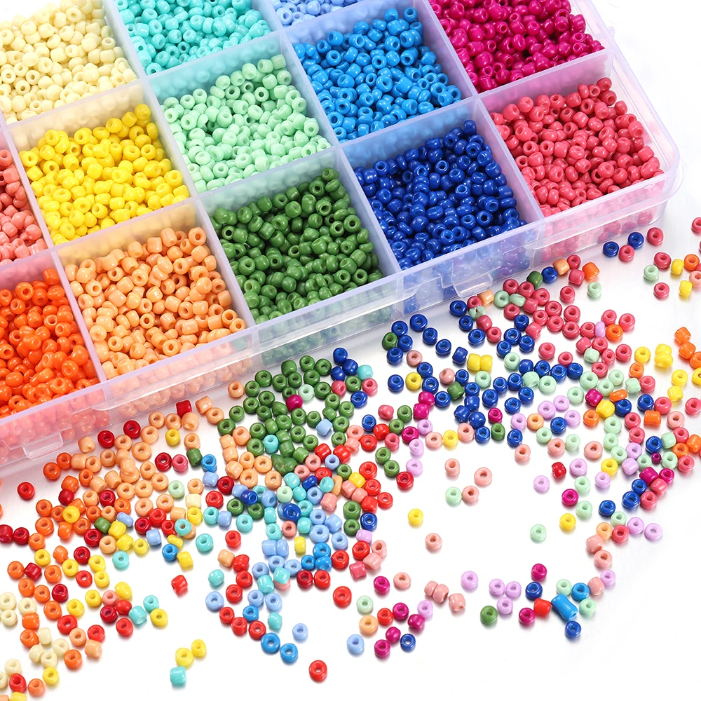 

9000pcs 3mm Charm Round Beads Glass Seed Bead Box Set For DIY Bracelet Necklace Jewelry Making Accessories 18 Colors