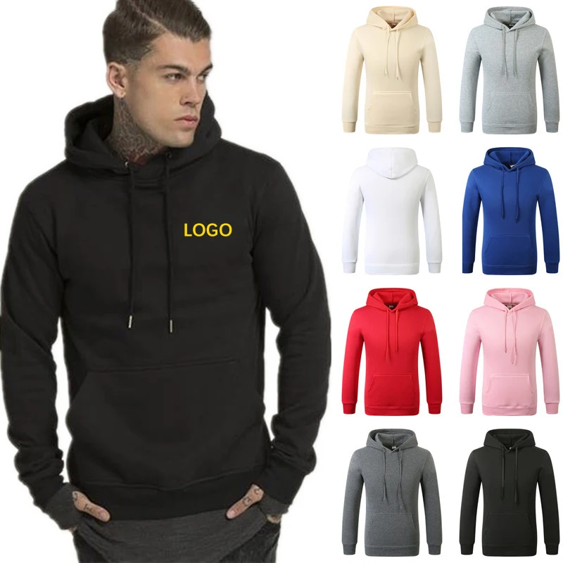 

High quality custom embroidery fitted pullover sweatshirt logo men plain blank private label hoodies