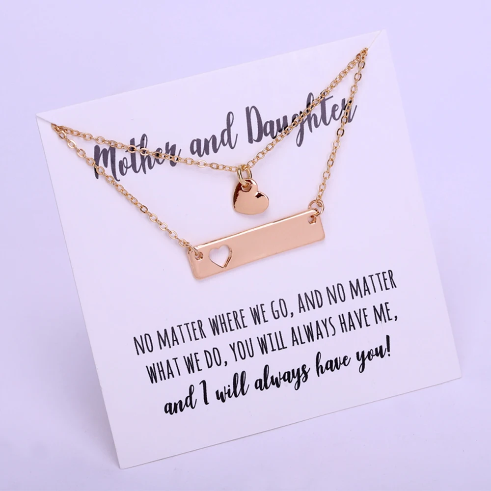 

2pcs/set 100 Designs Mother's Day Gift for Mom Grandma Daughter Stainless Steel Silver 18K Gold Bar Disc Heart Jewelry Necklace