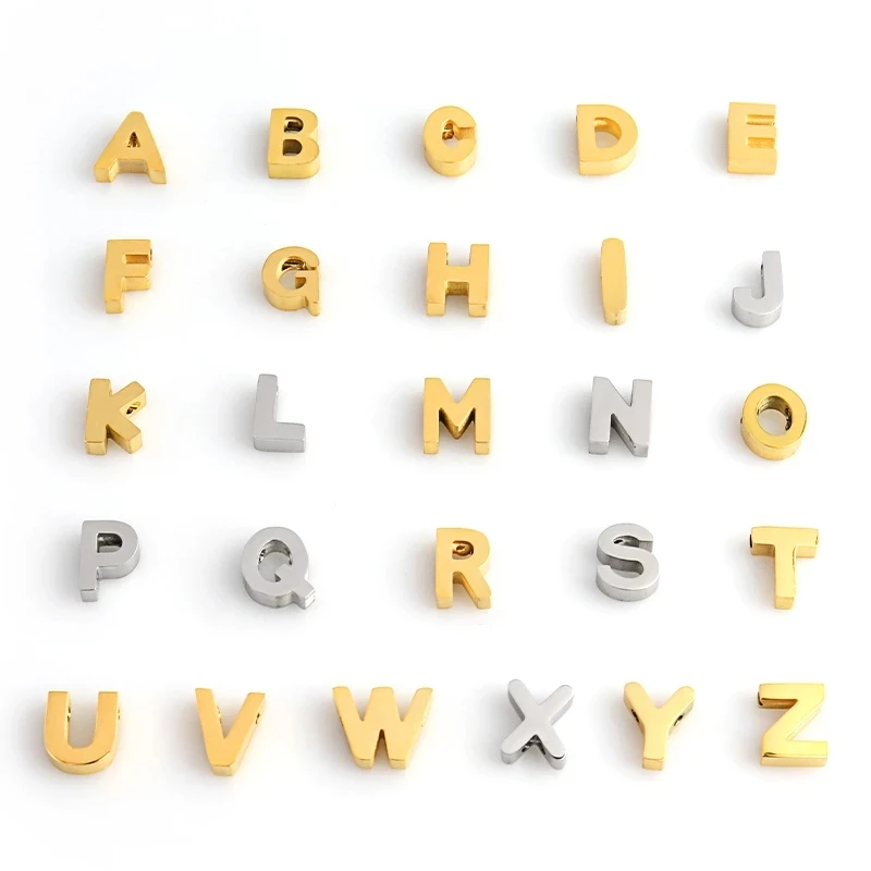 

A-Z metal Alphabet beads gold Stainless Steel Letter bead charms for bracelet necklace Jewelry making
