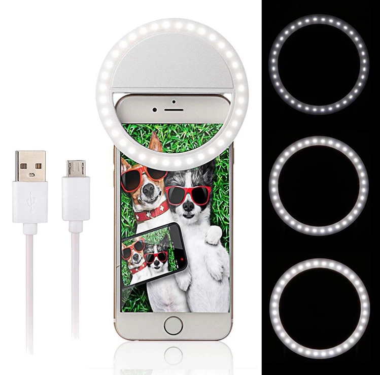 
2020 Custom Selfie Ring Light For Mobile Phone Rechargeable Camera Mini Selfie Ring LED Light With 3 Modes Hot Selling 