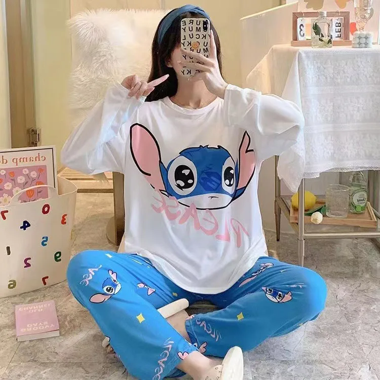 

Women Two pieces pijamas mujer piyama wanita murah long sleeve homewear sets night shirt pajama women's sleepwear