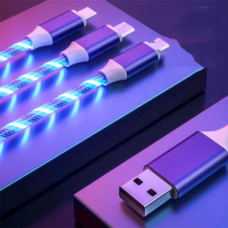 

USB Cable 2.0 3 in1 USB Charging Universal Multifunctional Cable Compatible with All Mobile Phone, Blue, red, green, white