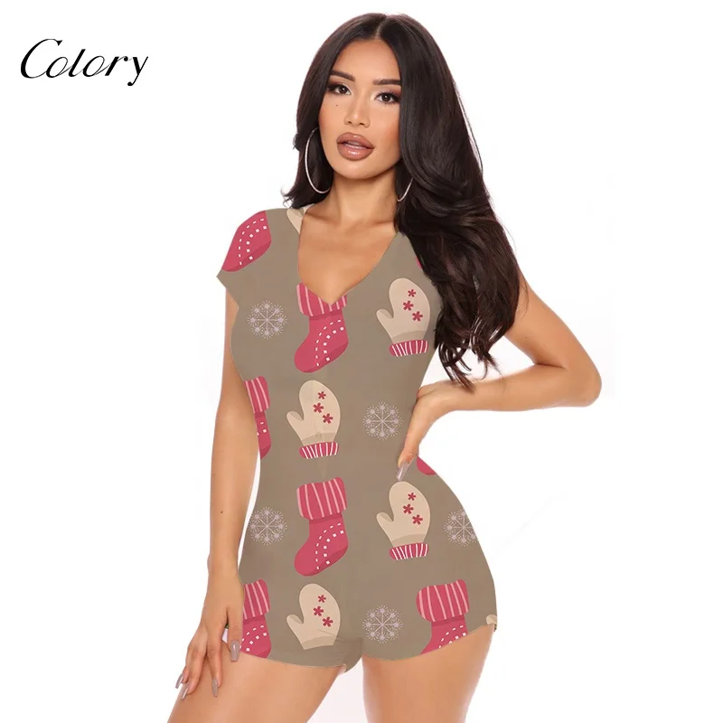 

Colory Plus Size Designer Jumpsuit Womens Pajama Onesie Sexy Sleepwear, Customized color