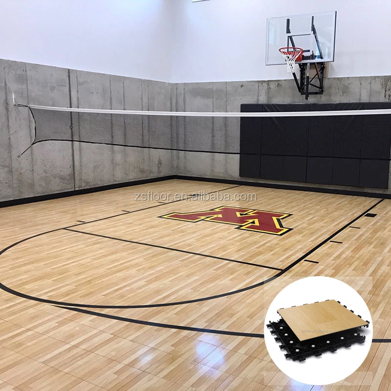 

PP sports basketball flooring wooden look floor tiles for professional indoor sports court