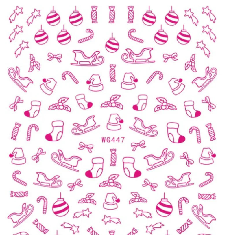 

WG446-448 2021 new color laser Christmas strap glue nail stickers