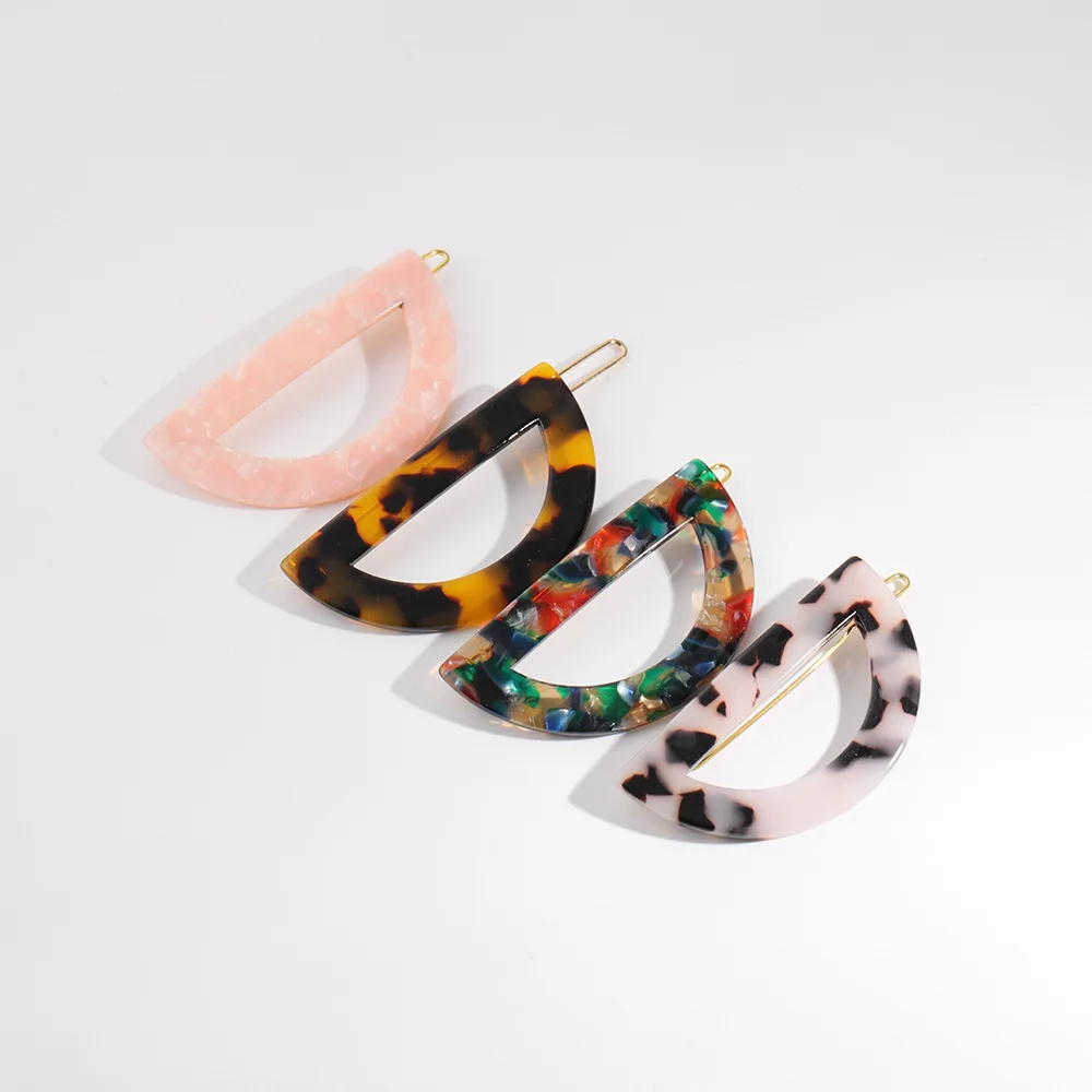 

Beautiful Semicircle Acetate Acrylic Hollow Hair Clip, 12 colors