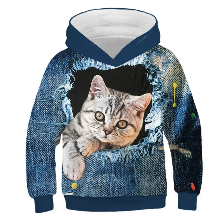 

Animal pet digital 3D print custom hoodies Child size hoodies sweatshirts