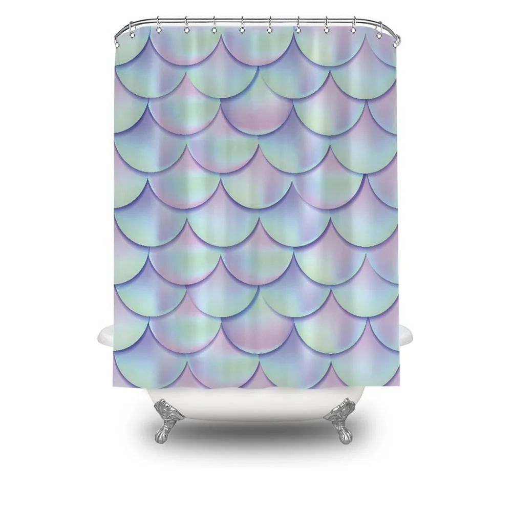 

3d fancy fish scales color changing glitter 72x84 shower curtain