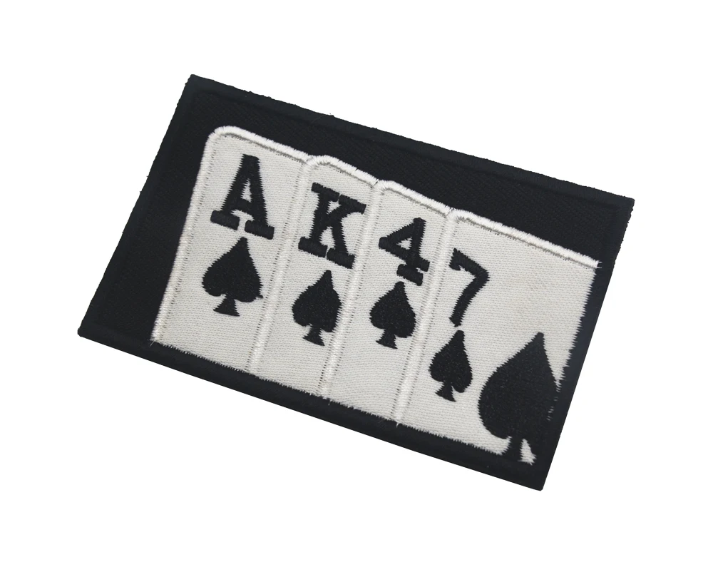 

AK47 Playing Cards Patch Tactical Military Army Badge Hook Loop Flag AK-47 AK 47 Patch