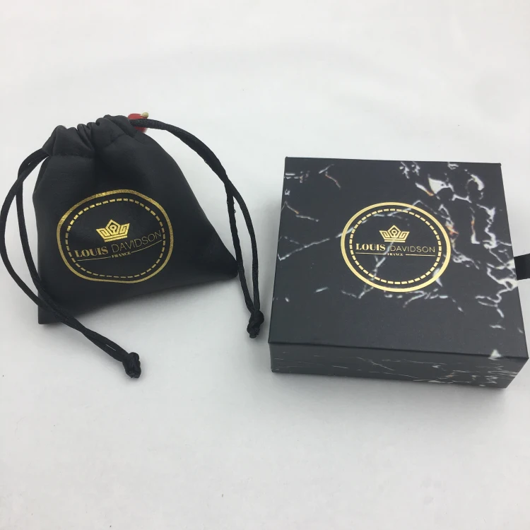

Custom Pu Leather pouch jewelry packaging bag with gift box jewelry