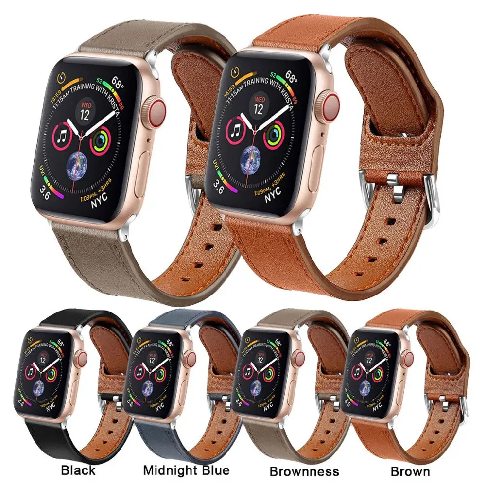 

Tschick Strap For Apple Watch Band 44mm 40mm iWatch Band 42mm 38mm Genuine Leather Bracelet Belt Watchband for Apple Watch 5 4 3, Multi-color optional or customized