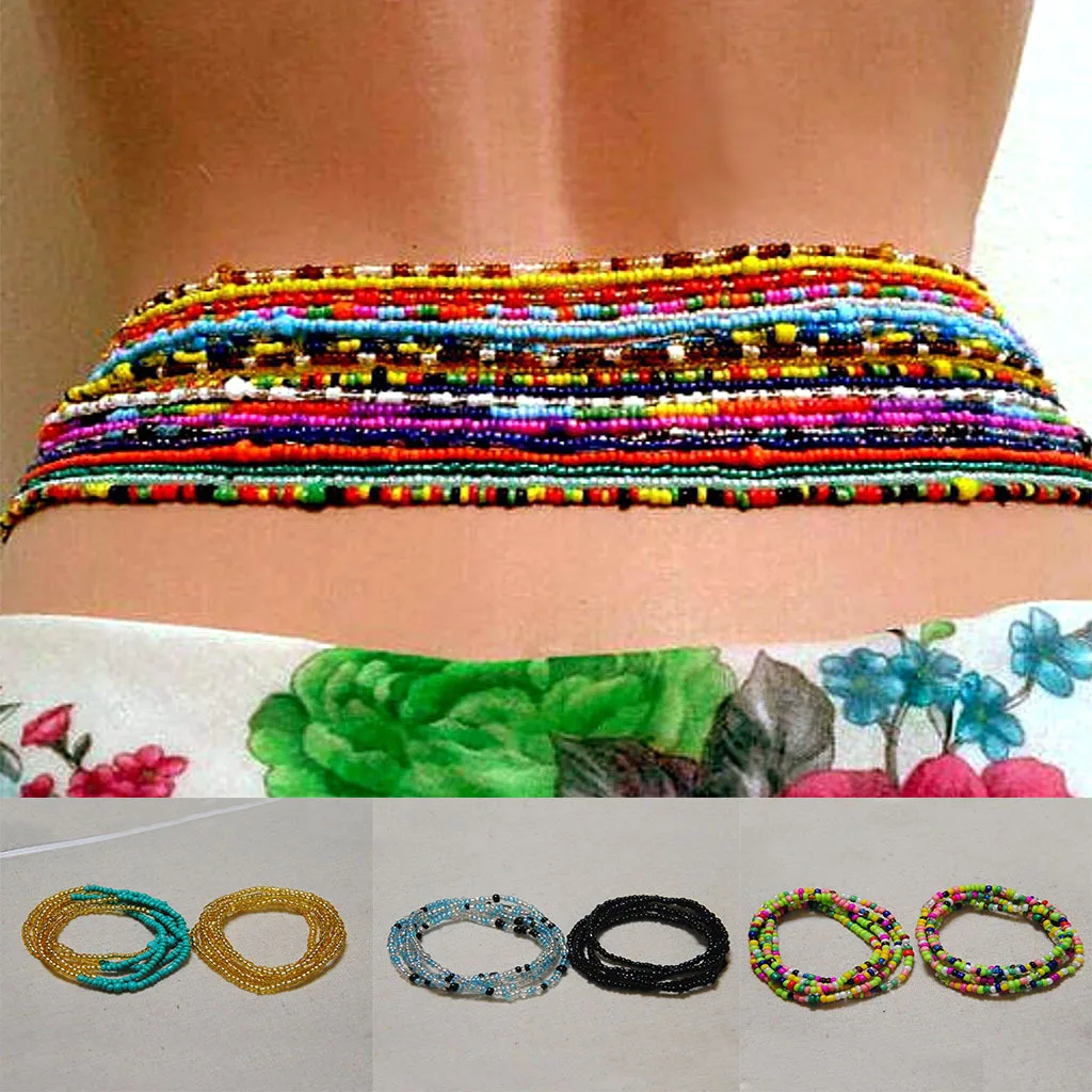 Waist Beads for Women Weight Loss Colorful Beaded Body Chain Waist Jewelry Belly Bead Body Chain Jewelry for Women