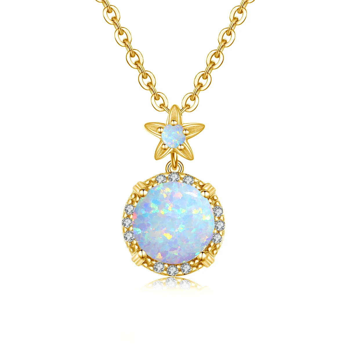 

Jewelry Manufacturer Real 925 Sterling Silver Pendant Custom Handmade Women Gold Plated Pendants Opal Necklace