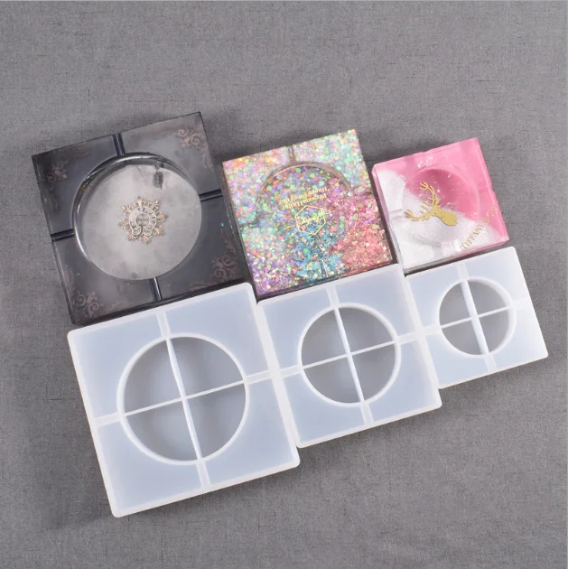 

DIY crystal glue mold new high mirror square ashtray silicone molds for DIY Crafts Home Decorations, White