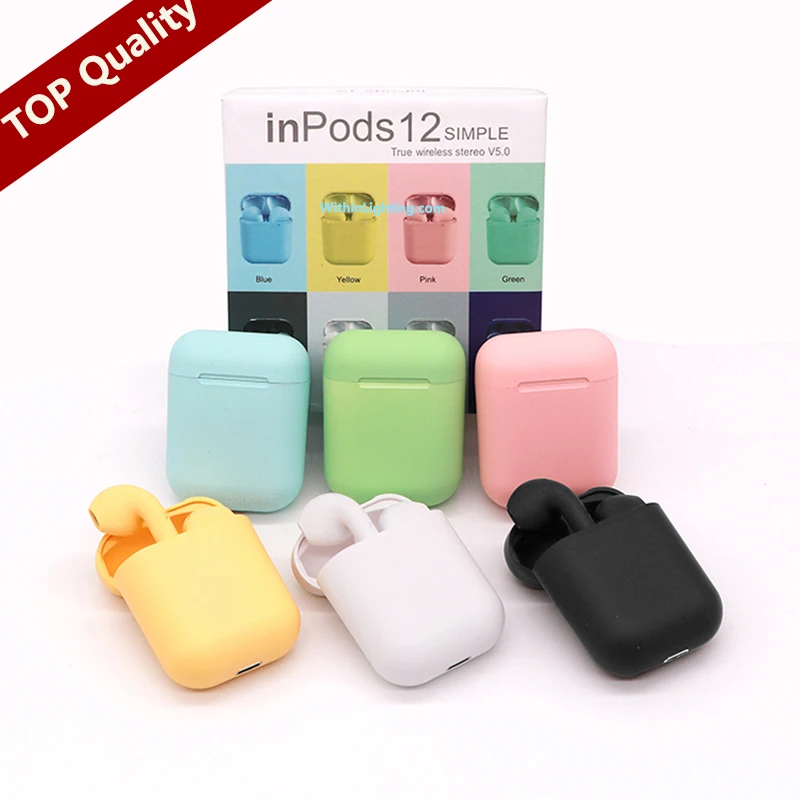 

Hot Design Free Sample Macaron design Inpods 12 earbud i12 i9S Gen4 TWS Super colourful charging case wireless Earbuds earphone