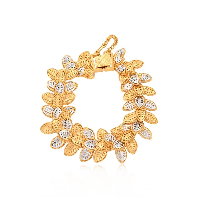 

JXX SSL-96-20N Malaysia Hot Sale Gold Fashion Leave Bracelets Personalized Leaf Bracelet Vendors, 24k gold color plated