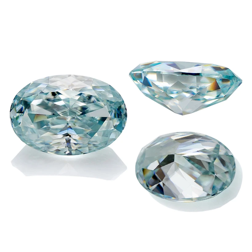 

Thriving Gems hot selling bule oval cut fancy cut moissanite for jewelry