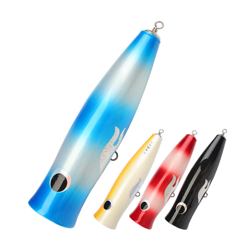 

MAD MOUSE 195g/220mm Floating Wood Fish Popper Lures Trolling Tuna Wooden Sea Fishing Lure Bait