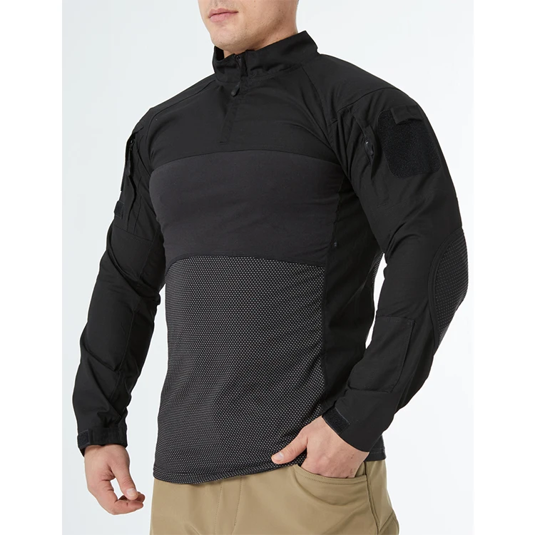 

Mens Long Sleeve Double Pockets Shirt, Male Army Green Hiking T Shirt Hunting, Frog Suit, Black;navy;khaki;army green