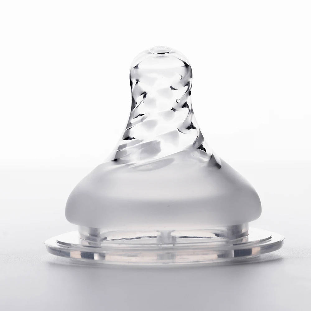 

2021 Hot Sale Transparent Spiral Frosted Baby Pacifier Soother Baby Silicone Milk Bottle Nipple
