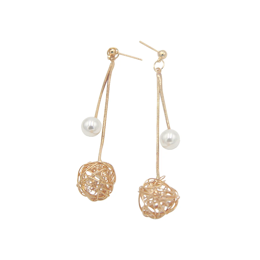 

Veijer Fashion Korea Luxury Gold Plated Pearl Pendant Drop Earrings For Women