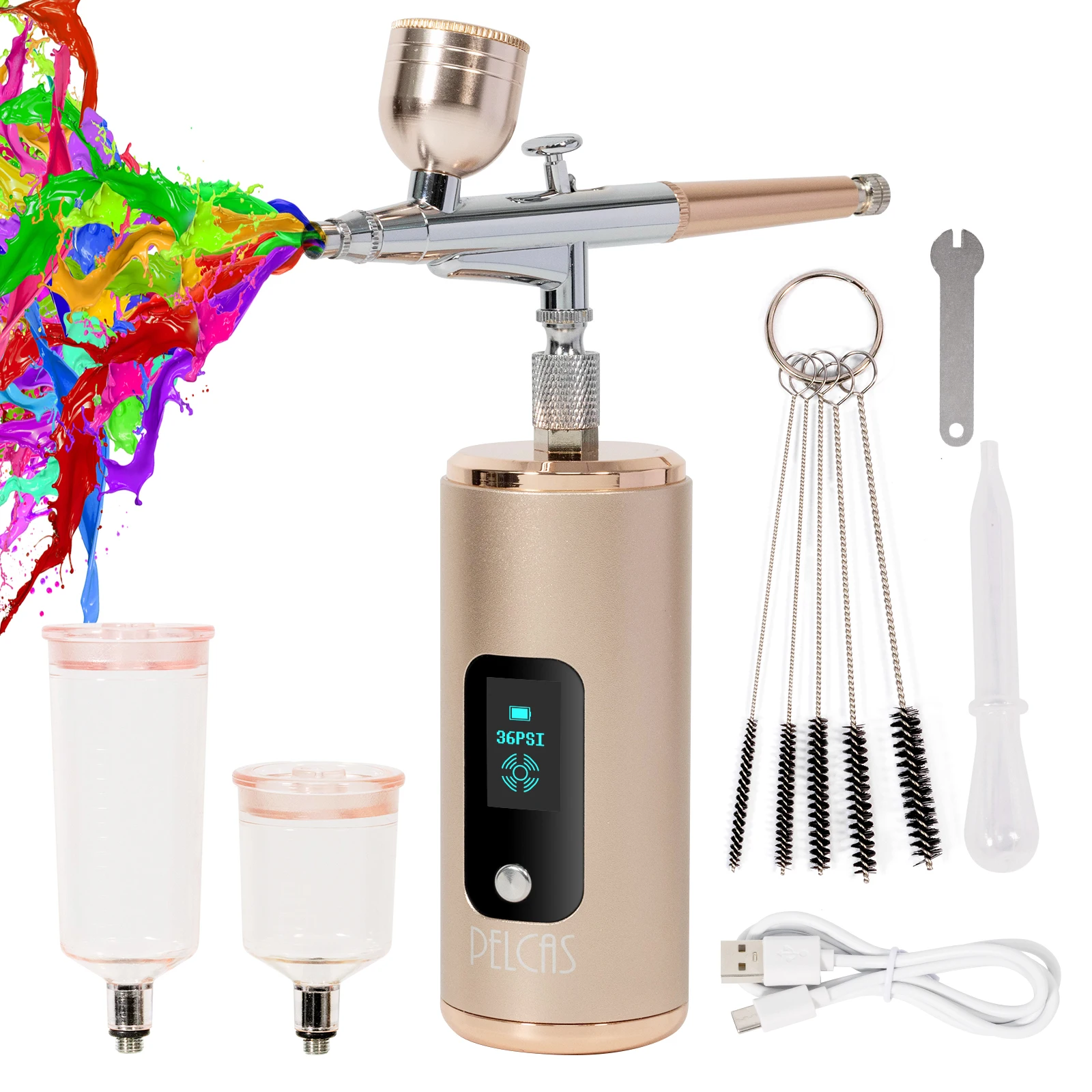 

Diy Decor Renewable 36PSI Air Brush Gun Cake Barber Nail Art Portable Handheld Cordless Airbrush Kit with Compressor