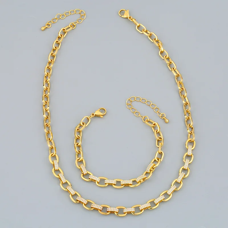 

ENSHIR Most Popular Hip Hop Jewelry Fashion 18k Gold Plated CZ Chain Necklace Jewelry, Gold color/customized