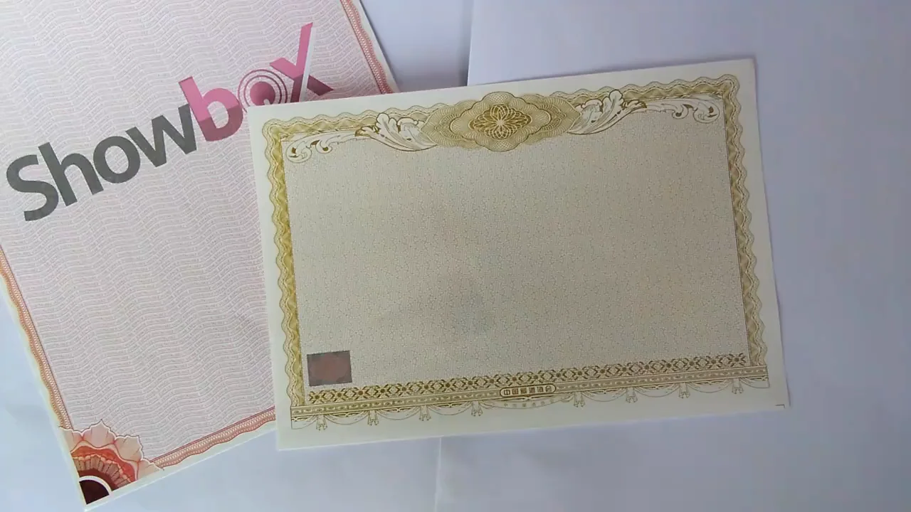 Custom Design Security Bond Paper Watermark Security Paper Certificate