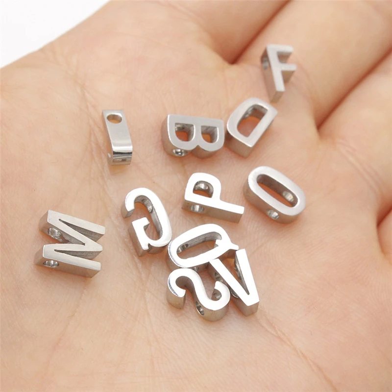 

DIY Cute Small Initial Pendant Stainless Steel Initial Letter Mini Pendant Charms For Bracelet Making, As the picture shown