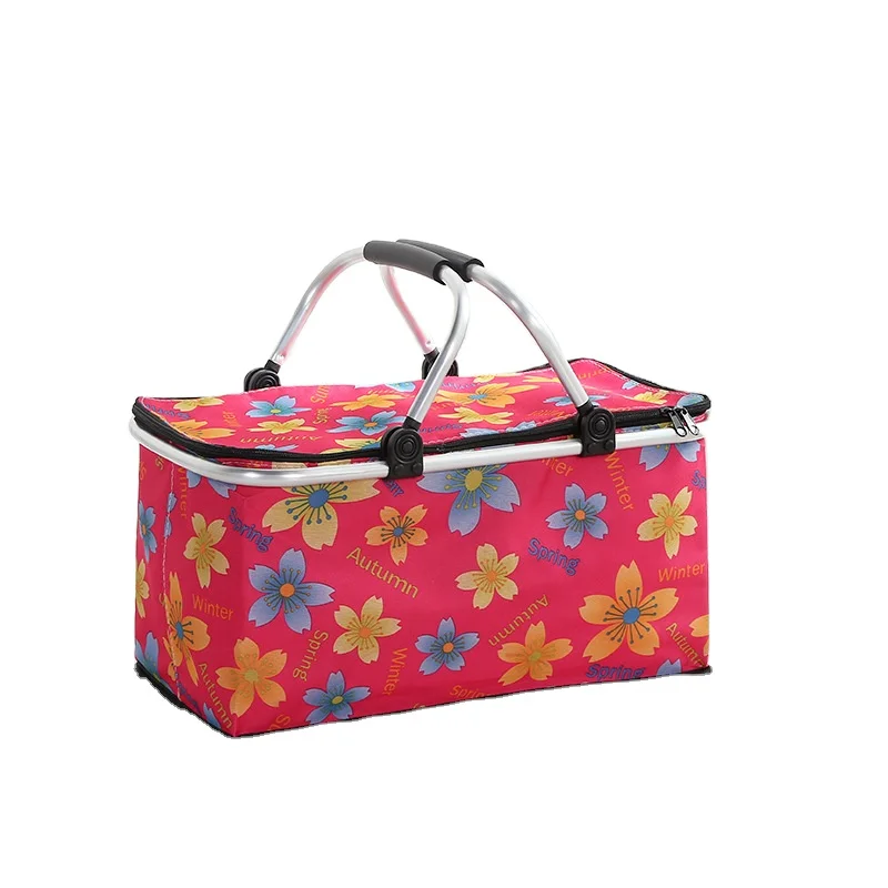 

New Fashion Picnic Insulated Cooler Bag Portable Collapsible Picnic Basket Cooler with Sewn in Aluminum Frame, As pictures/customized
