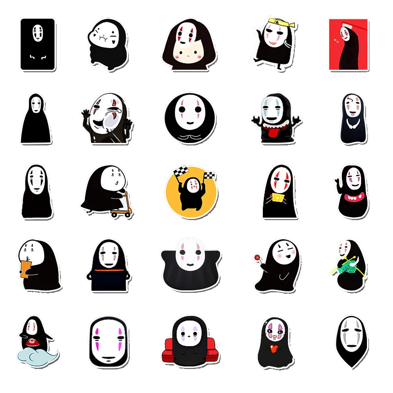 50件可爱风格日本电影无脸男子贴纸滑板行李笔记本电脑瓶子卡通贴纸