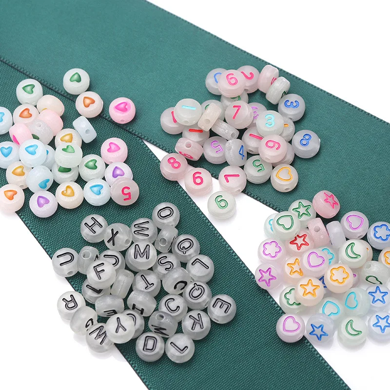 

JC wholesale 100pcs/pack 4X7mm colourful oil drop love loose beads diy handmade accessories acrylic glow dark letter beads