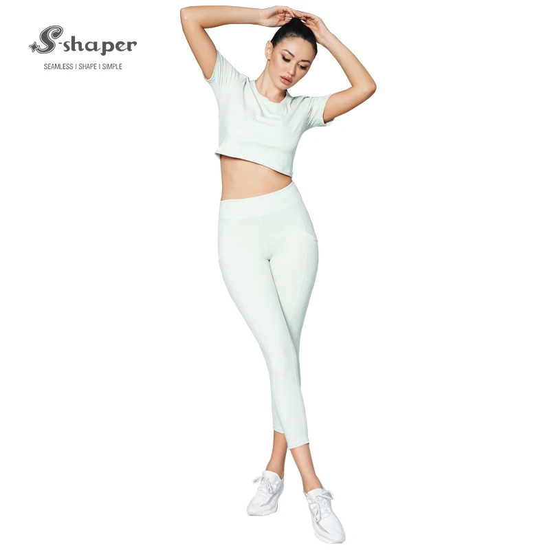 

Wholesale womens workout sportswear fitness comfortable high waisted colorful yoga leggings, Light green