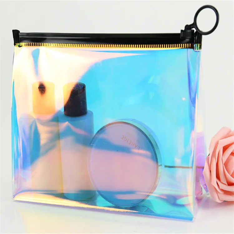 

Factory custom holographic and pvc pink cosmetics makeup bag