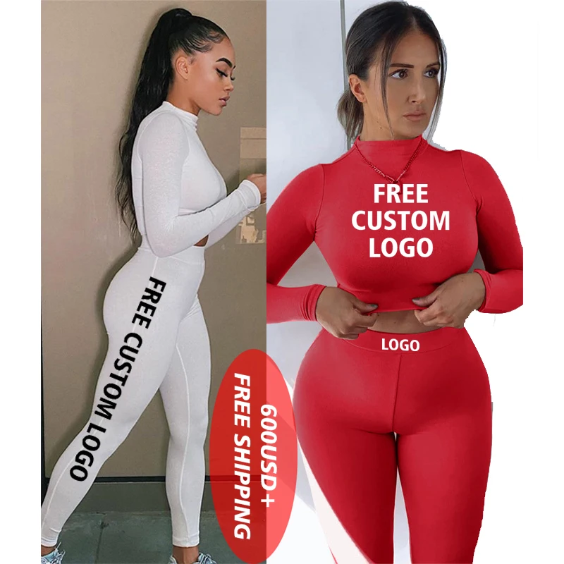 

Free Shipping 2 Piece long Sleeve Set Bodycon Sport wear Women Leather Clothing Two-Piece Suit Pants Joggers Suit Women Clothing, Color avaliable