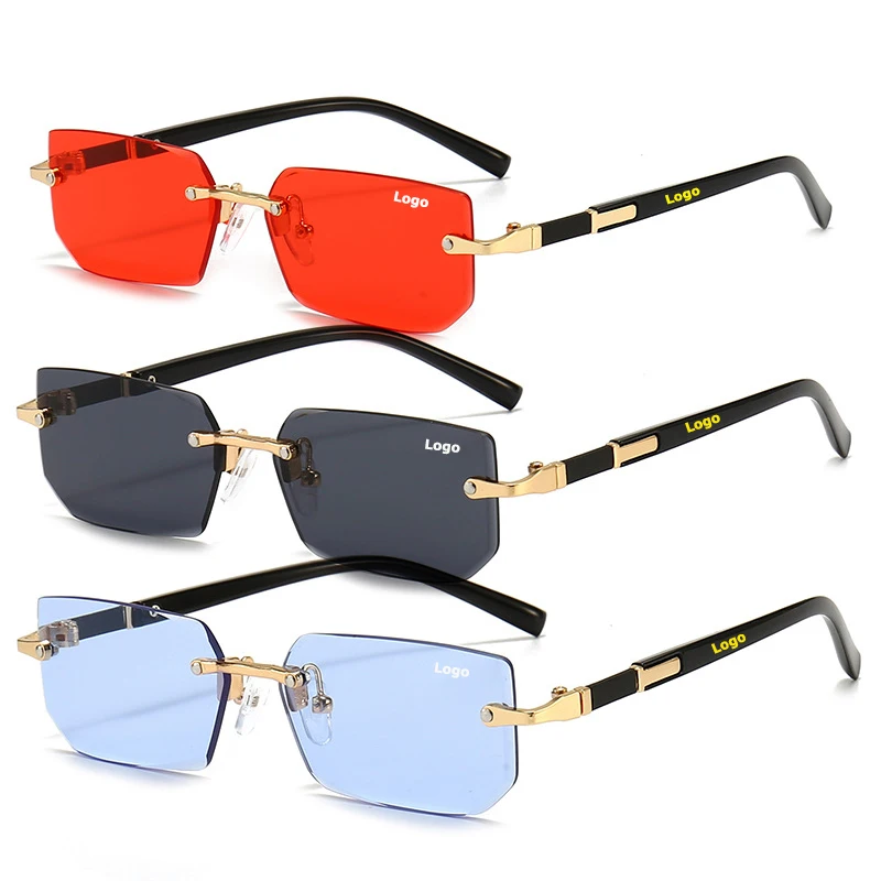 

Factory Wholesale Men Custom Logo Fashion Rectangle Square Sun Glasses 2024 Hot Selling Rimless Sunglasses Unisex Gafas De Sol