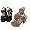 Ladies 12cm high chunky heel comfortable high quality sandals shoes for women