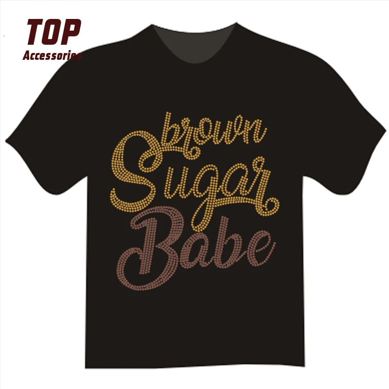 

New Design Custom Iron on Rhinestones Heat Transfers for T-shirt