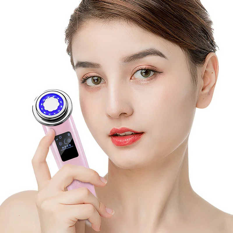 

Pore Cleaner EMS Face Nourishing Massage Machine With Four Modes Lifting Vibrating Facial Beauty Device, White pink