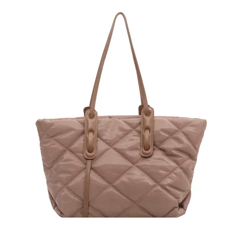 

Large capacity 2021 new fashion women's bag quilted jacket bag texture casual tote bags, 2 colors