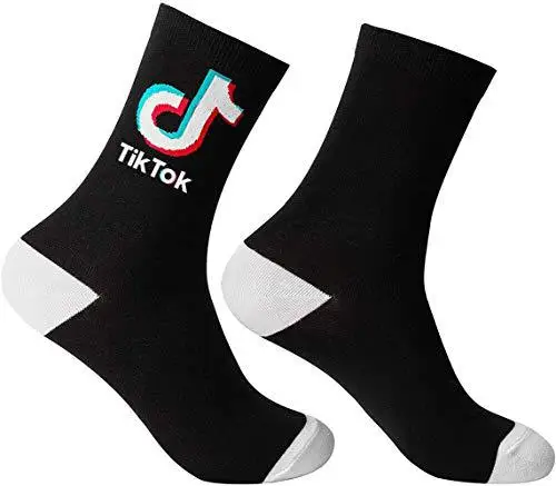 

Tik Tok Men's Sport Elite Socks Cotton Fashion Thicken Outdoor Athletic Skateboard crew Socks, White & black