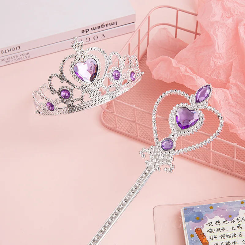 

3PCS Cute Headdress Tiara Crown Magic Wand Set Girls Headband Princess Hair Accessories Crowns for baby girls