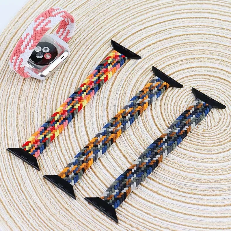 

colorful rainbow nylon watchband for apple watch replace