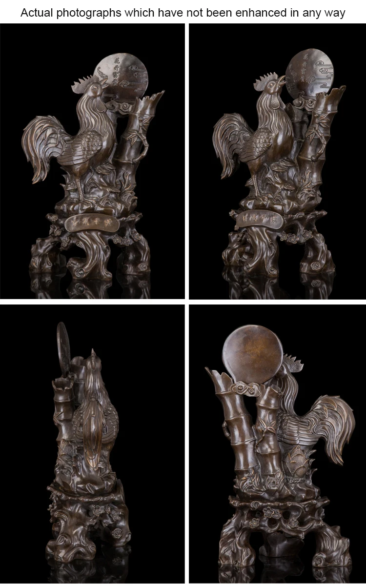 ancient chinese chicken bronze figurines sculpture mascot