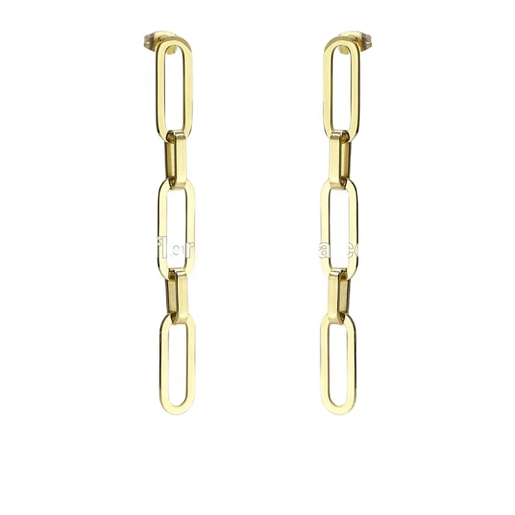 

FASHION Punk Link Chain Drop Earrings For Women Gold Color Long Tassel Simple Dangle Earings Fashion Jewelry Pendientes E191119