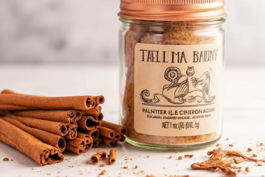 Close-up photo of cinnamon recall label showing lot number and expiration date on spice container