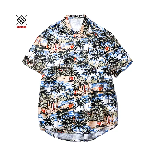 

Low MOQ Custom Digital Sublimation Printing Eco Friendly Short Sleeve Group Vintage Beach Hawaiian Men's Shirts