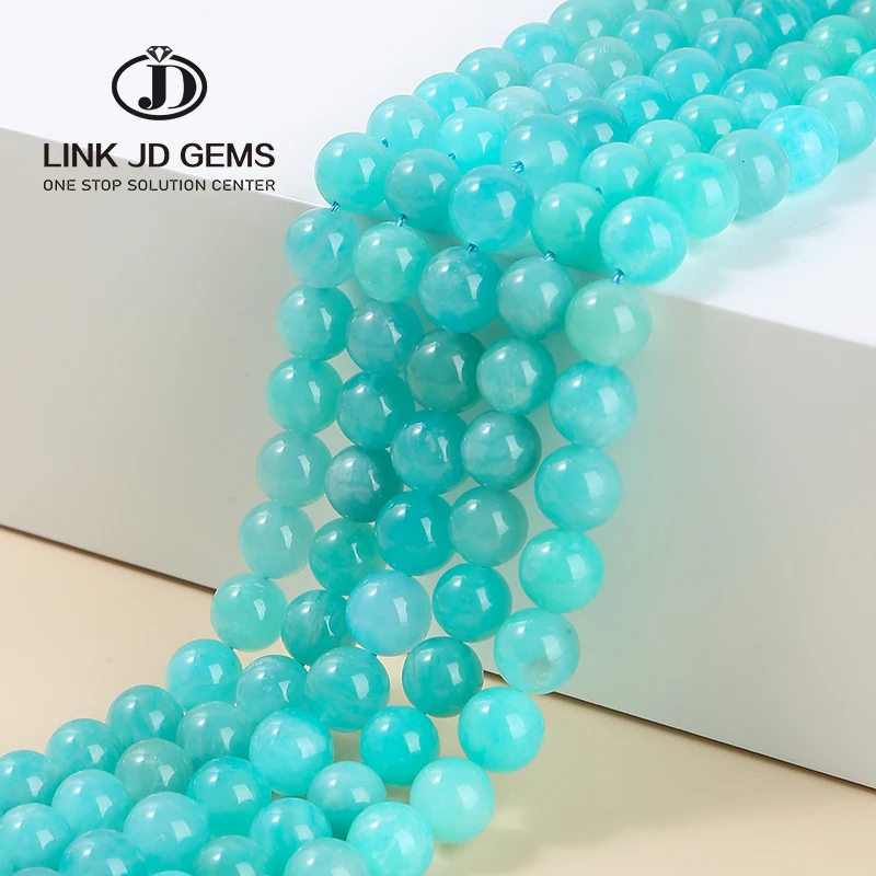 

Top Quality 4/6/8/10/12mm Natural Clear Ice Amazonite Gemstone Beads Round Loose Stone Beads for Jewelry Making Accessories